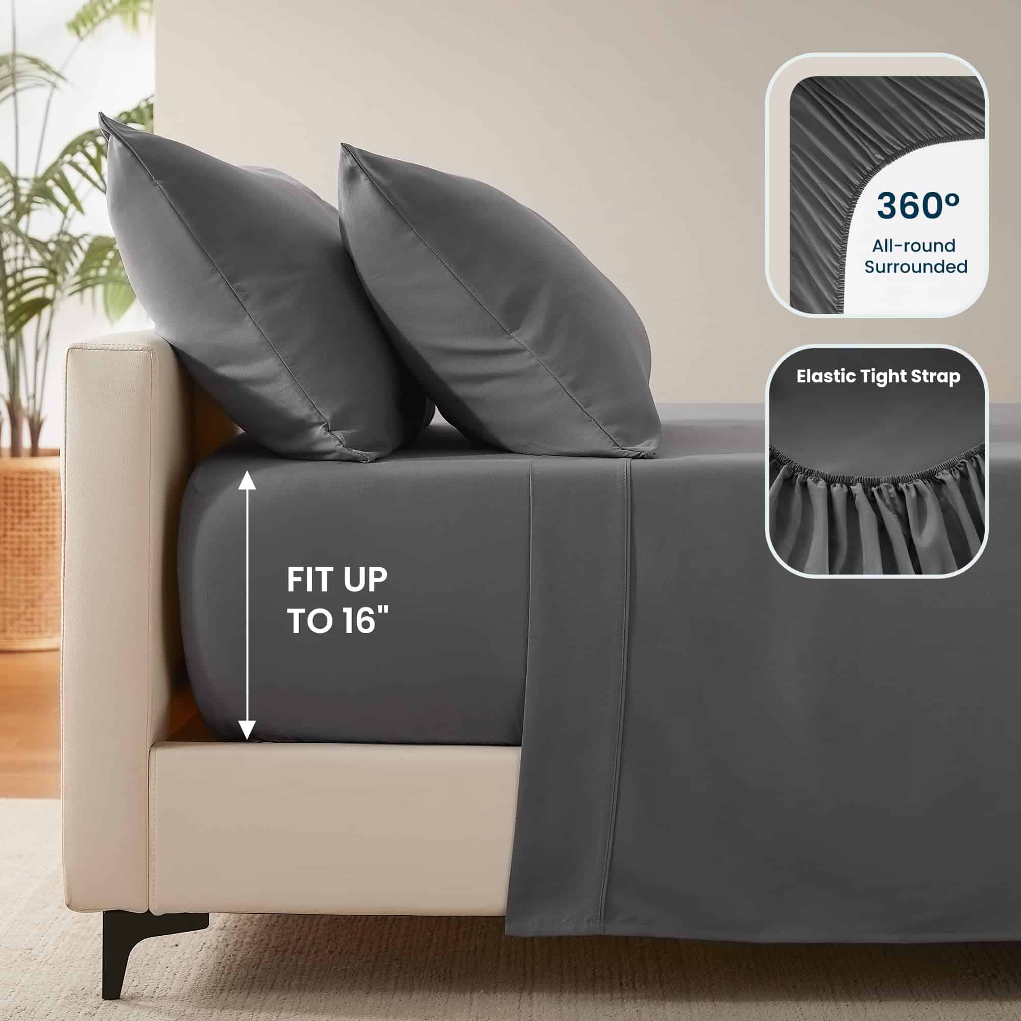 Juego de sábanas SLEEP ZONE Nanotex Super Soft -Gris - Imagen 6