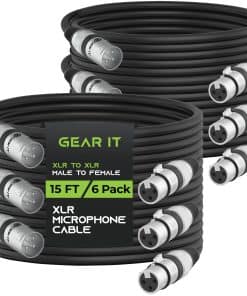 Cable de micrófono XLR a XLR GearIT (15 pies, -Negro