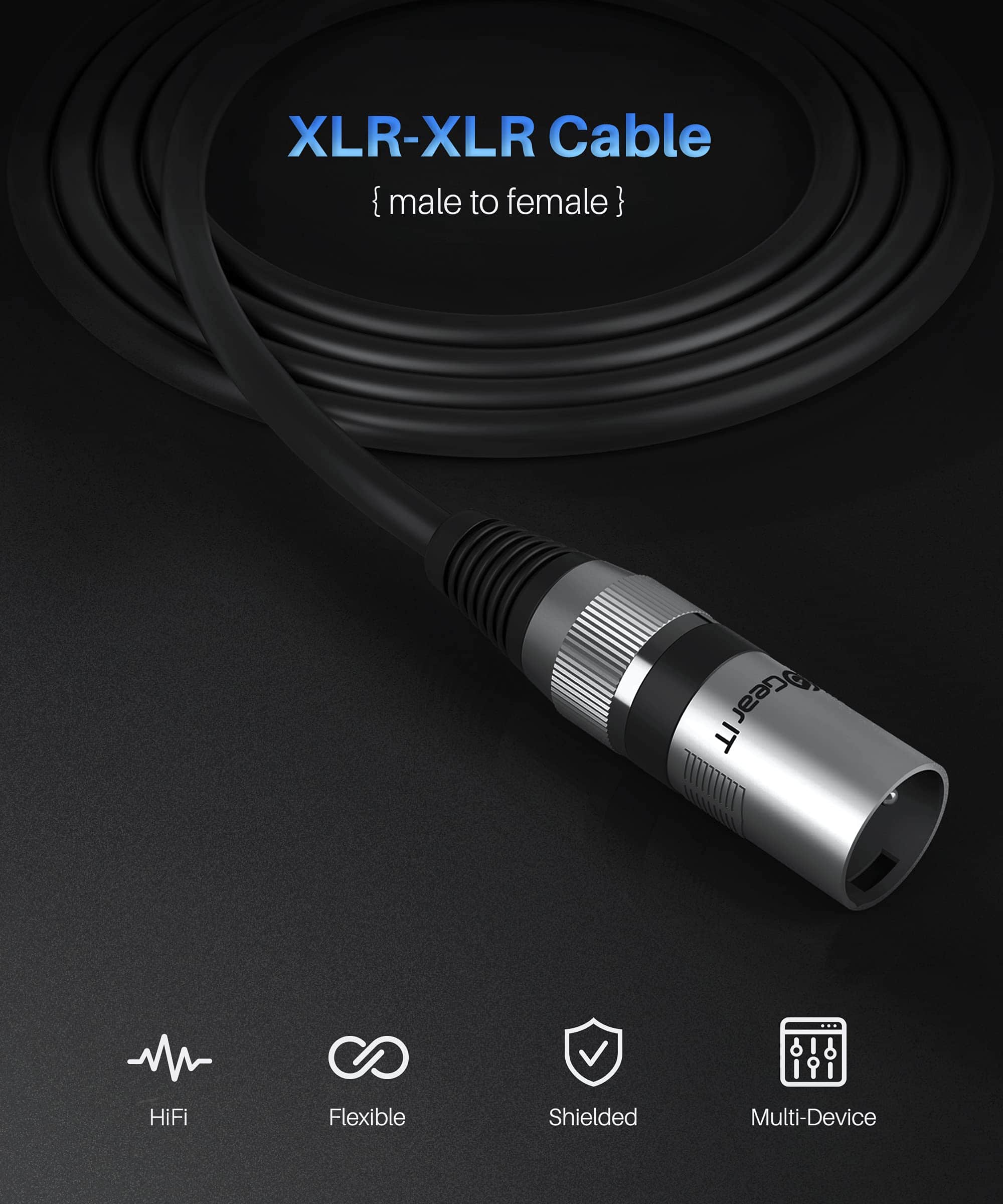 Cable de Micrófono XLR a XLR GearIT (10 pies, -uete de 6 - Imagen 3