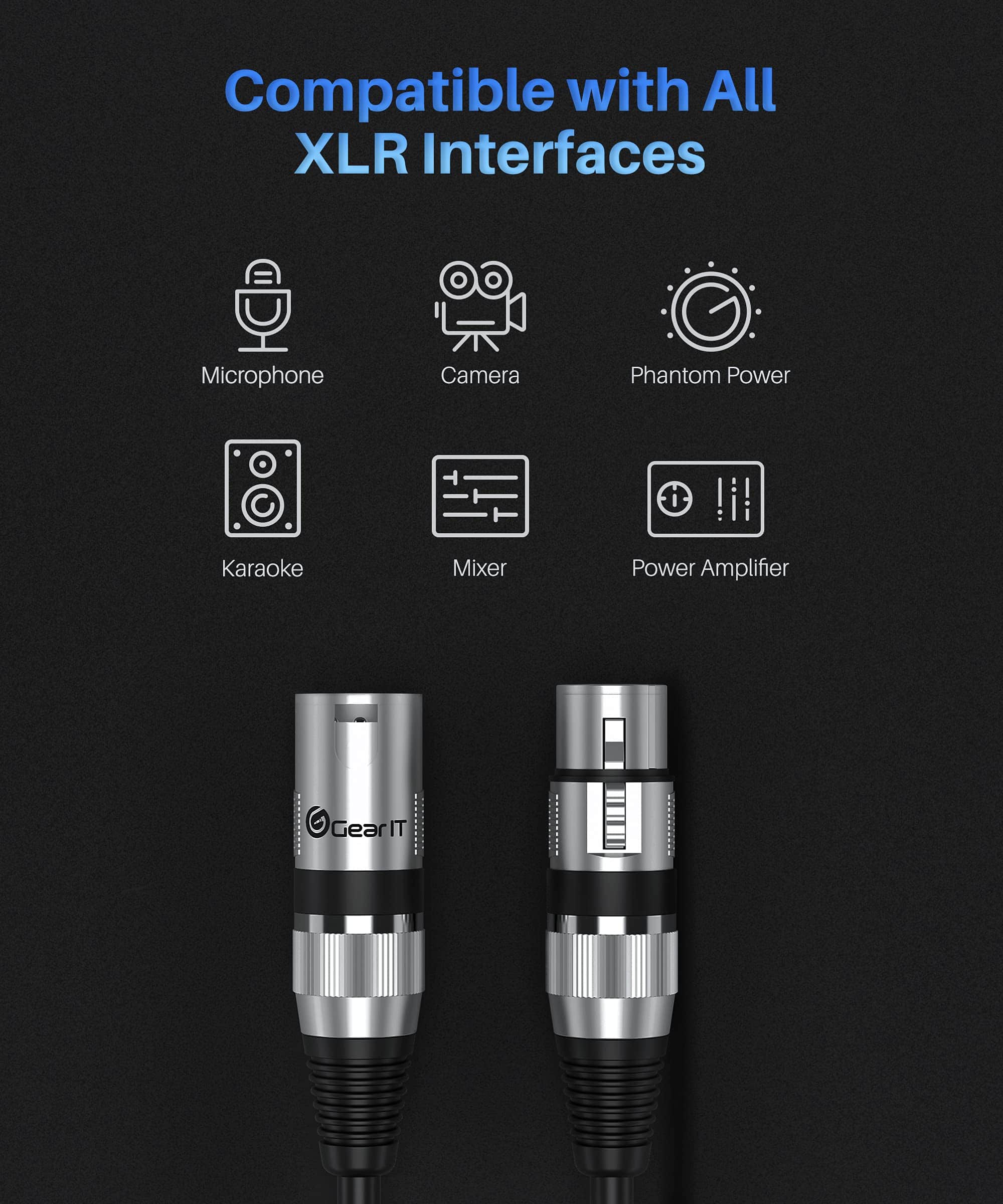 Cable de Micrófono XLR a XLR GearIT (10 pies, -uete de 6 - Imagen 9
