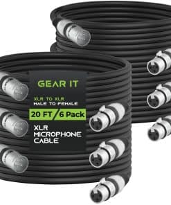 Cable de Micrófono GearIT de 20 pies, Paquete de 6 XLR