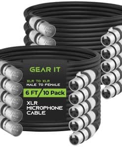 Cable de Micrófono XLR a XLR GearIT (6 Pies, Paquete de 10)