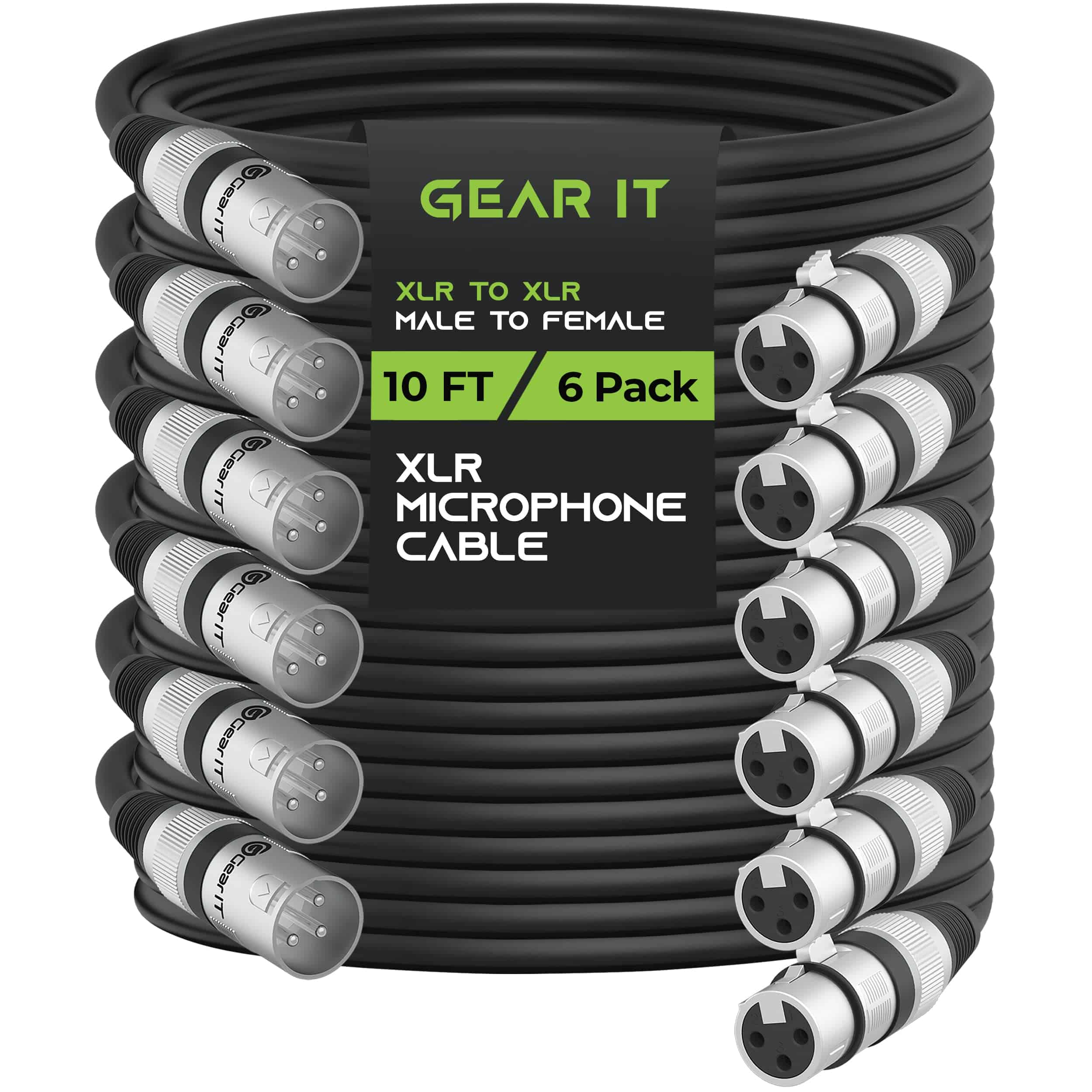 Cable de Micrófono XLR a XLR GearIT (10 pies, -uete de 6