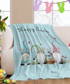 Mantas de Tirar Felices Pascuas Gnomos Canasta Huevos