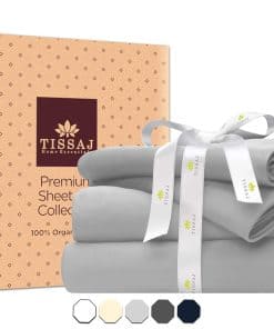 Juego de sábanas de algodón orgánico Tissaj -Gris Nube