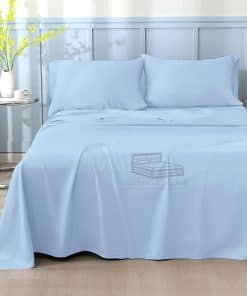 Juego de sábanas 100% algodón egipcio - -Azul bebé sólido