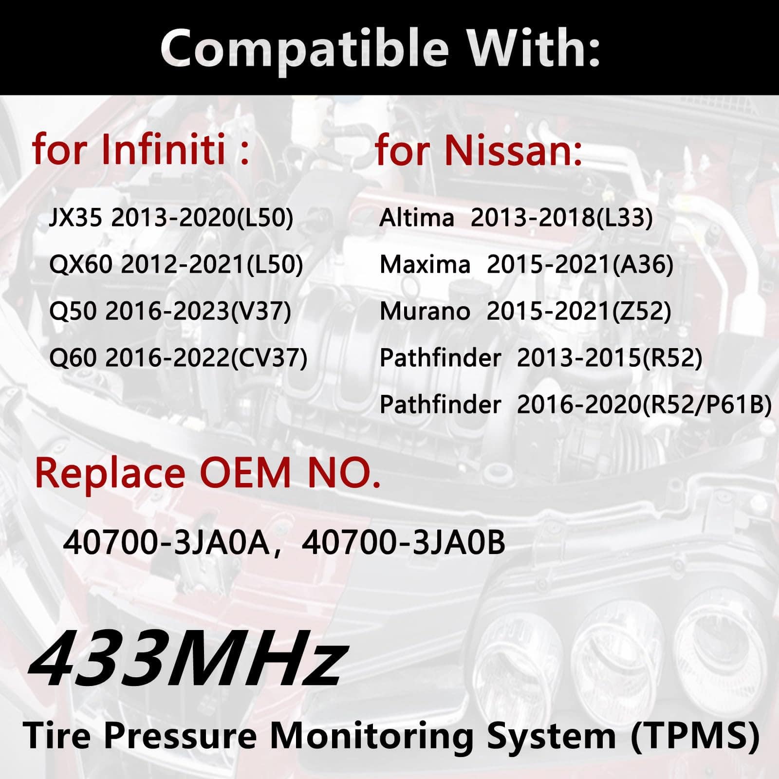 Sensor de presión de neumáticos TPMS 40700-3JA0A 4 piezas - Imagen 5