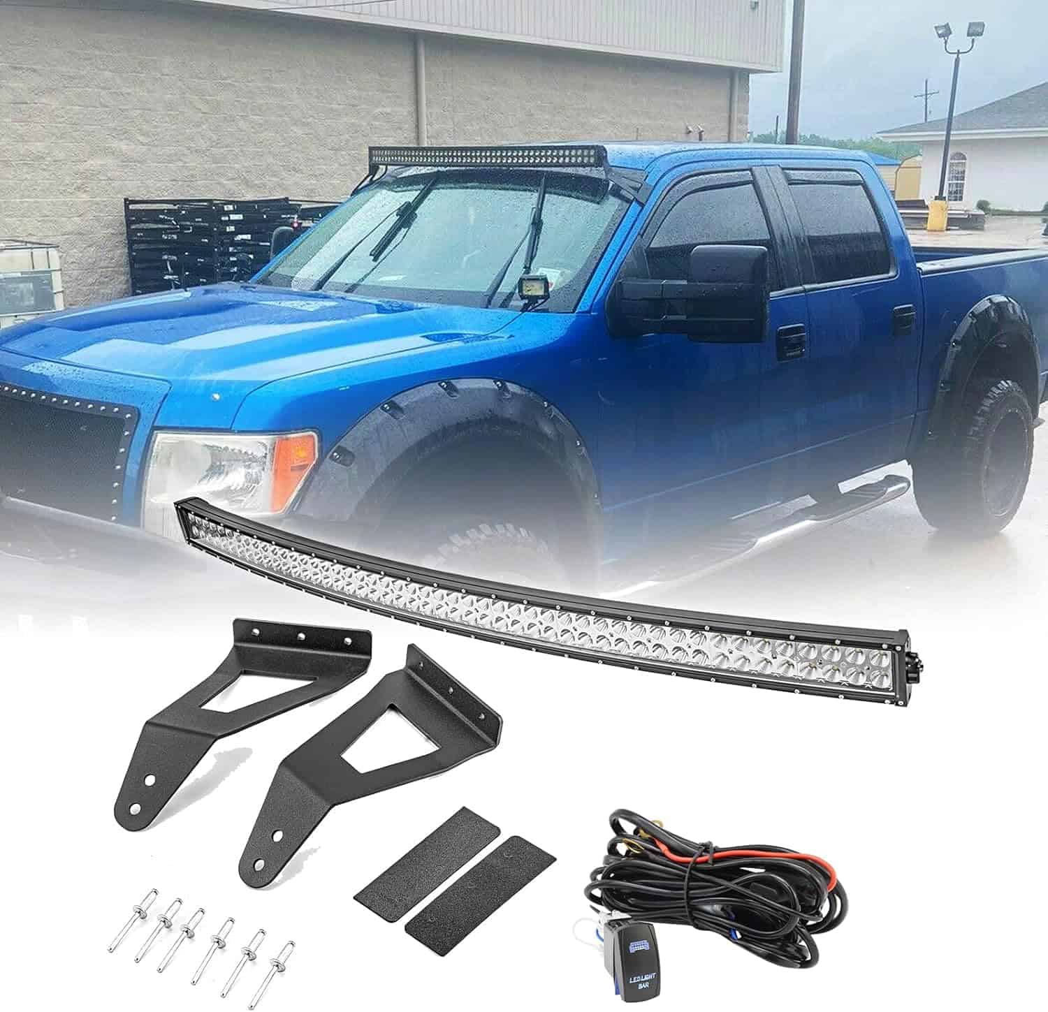 Barra de luz LED curvada de 52'' 300W con soportes de