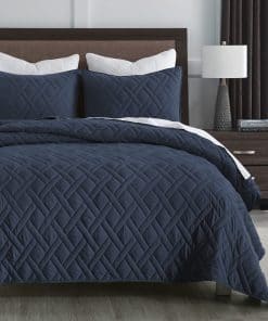 Juego de Colcha Twin Size Azul Marino HORIMOTE HOME, Patrón