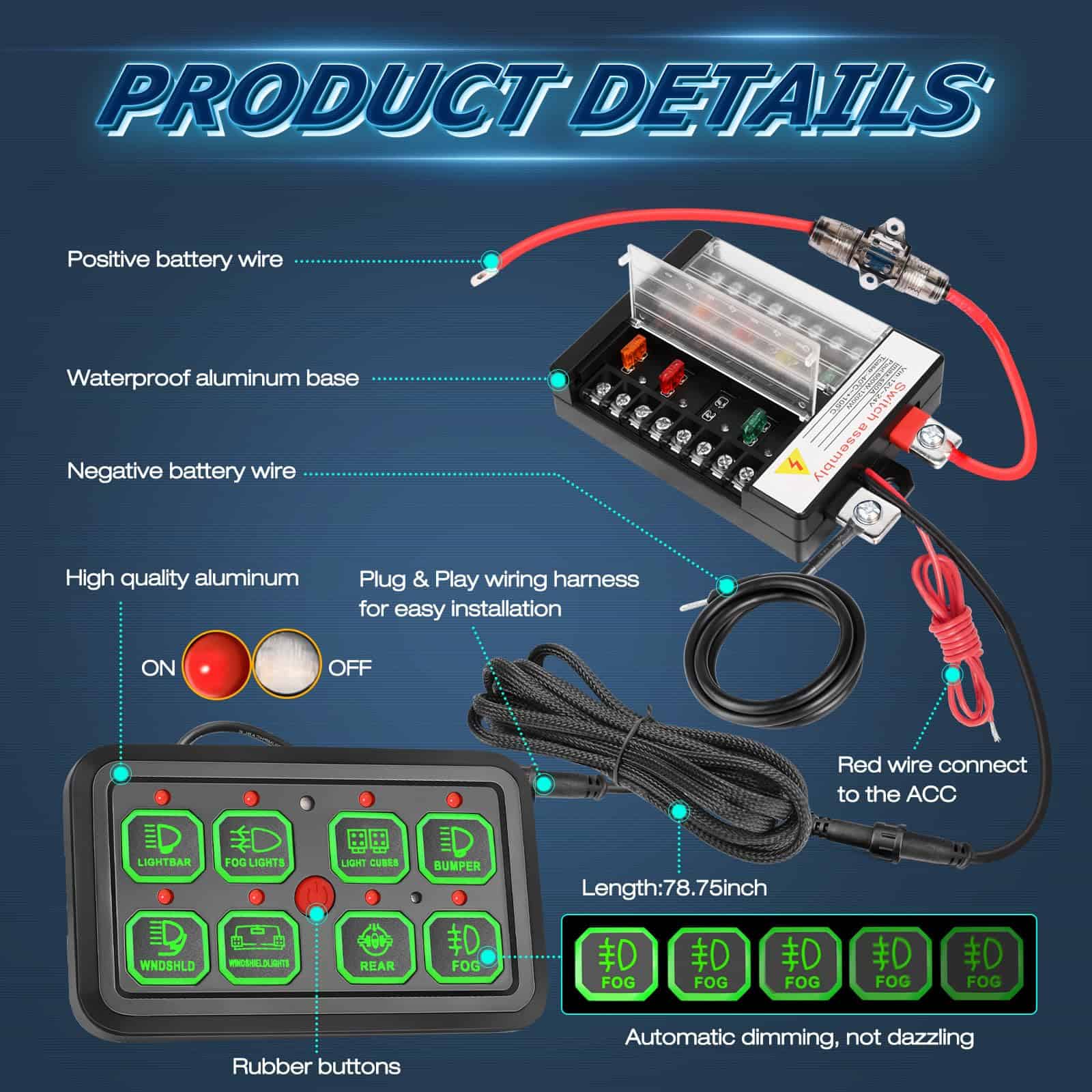 Panel de Interruptores de 8 vías, Niwaker Panel de Control - Imagen 4
