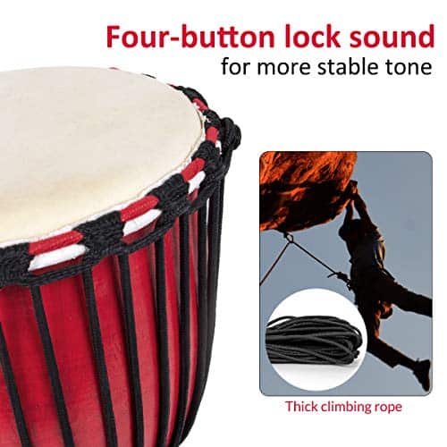 Kmise 8" Djembes Tambor Africano de Mano de Caoba Cabeza de - Imagen 6