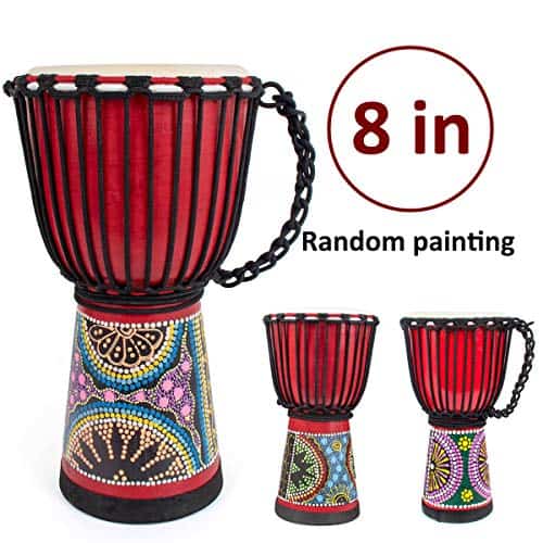 Kmise 8" Djembes Tambor Africano de Mano de Caoba Cabeza de - Imagen 3