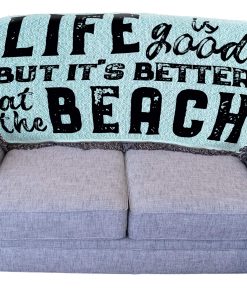 Manta Tejida Life is Better at The Beach en Teal - Regalo