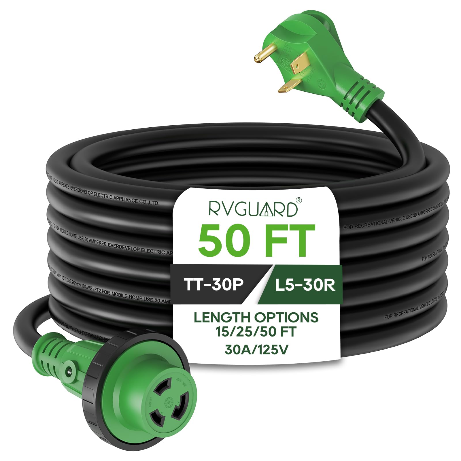Cable de extensión de energía para RV de 30 amperios y 50
