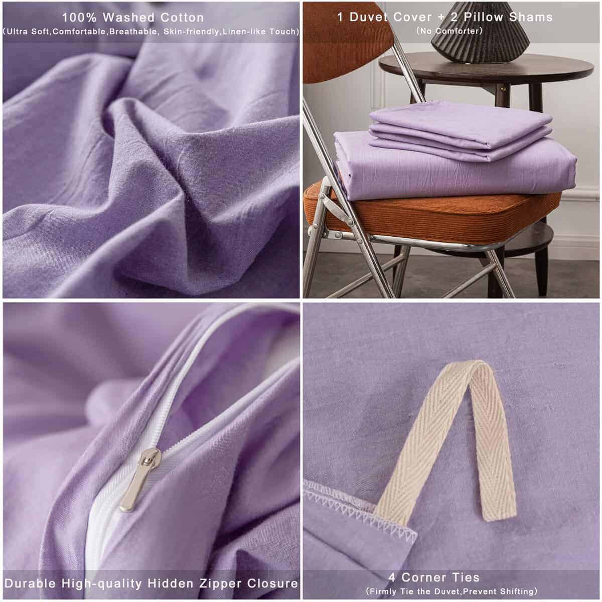 Juego de Funda de Edredón de Algodón Lavado Janlive Full - Imagen 7