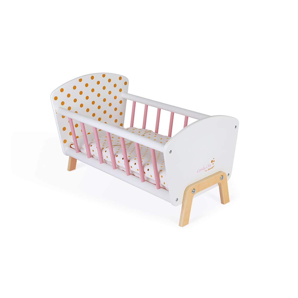 Cama de muñecas Janod Candy Chic - Cuna de madera para