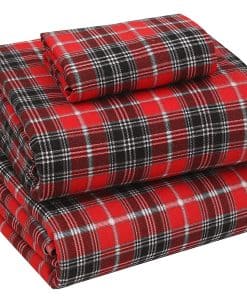 Juego de sábanas de franela RUVANTI tamaño -Rojo