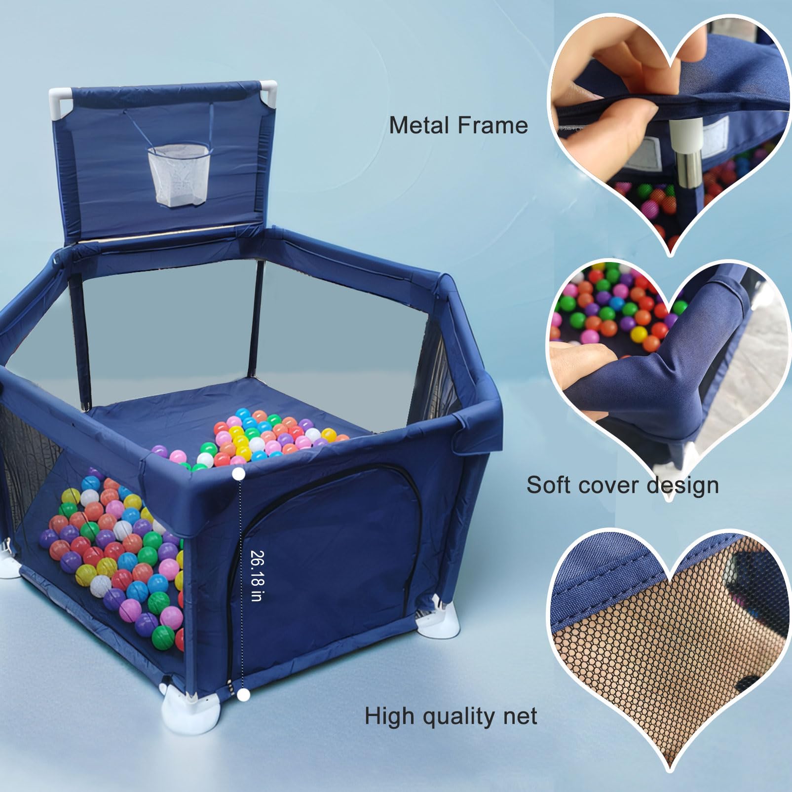 HI SUYI Portable Baby Ball Pit Playpen Playard Fence - Imagen 4