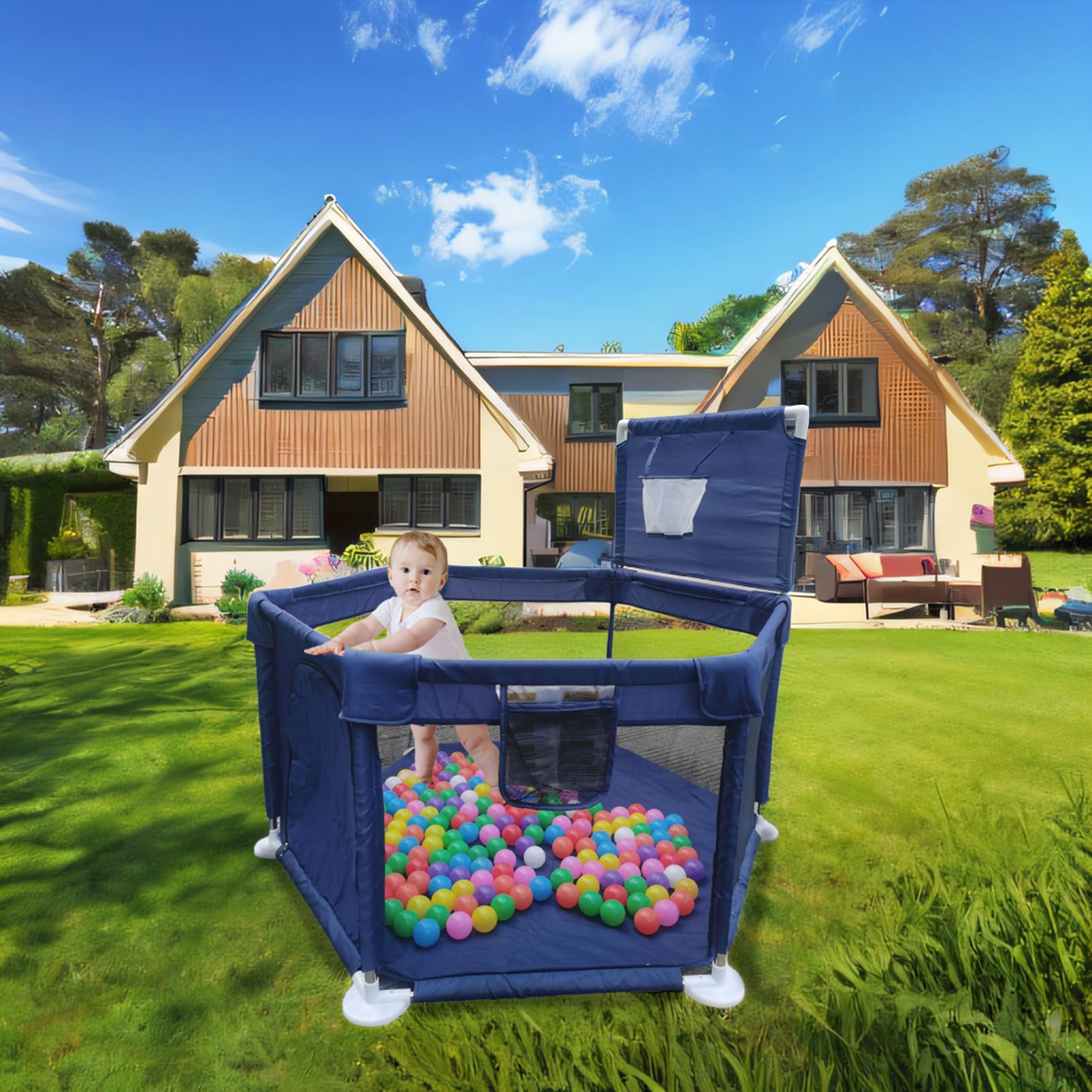 HI SUYI Portable Baby Ball Pit Playpen Playard Fence - Imagen 6
