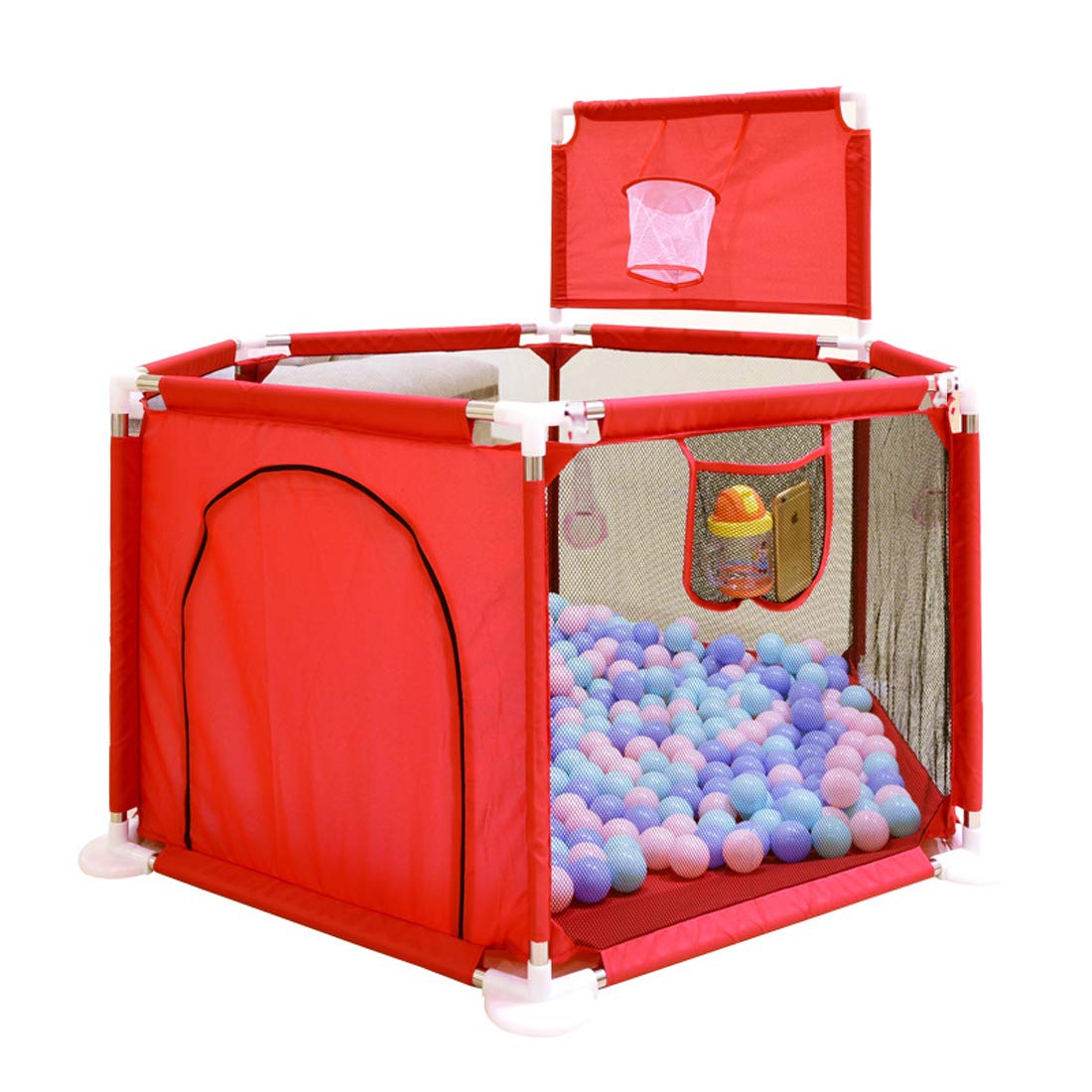 Parque de juegos portátil para bebés con aro de baloncesto - Imagen 3