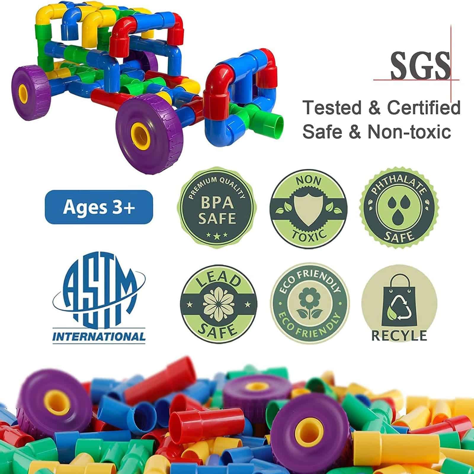 Juego de Construcción de Juguetes Educativos con Tubos y - Imagen 6