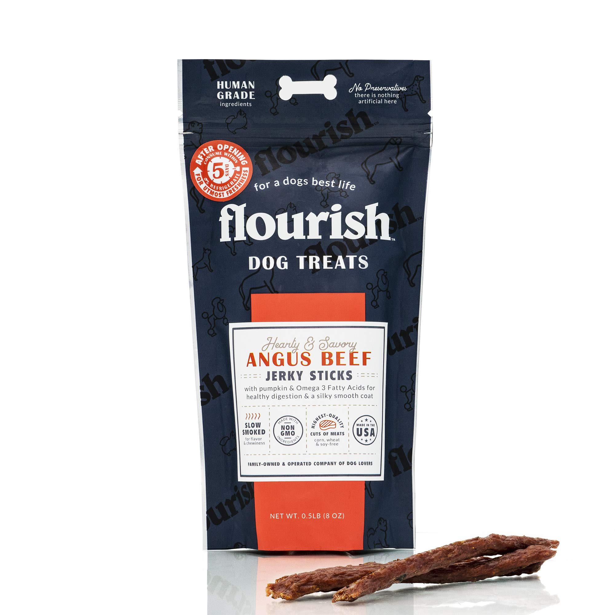 Palitos de Carne de Res Angus para Perros Flourish Pets,