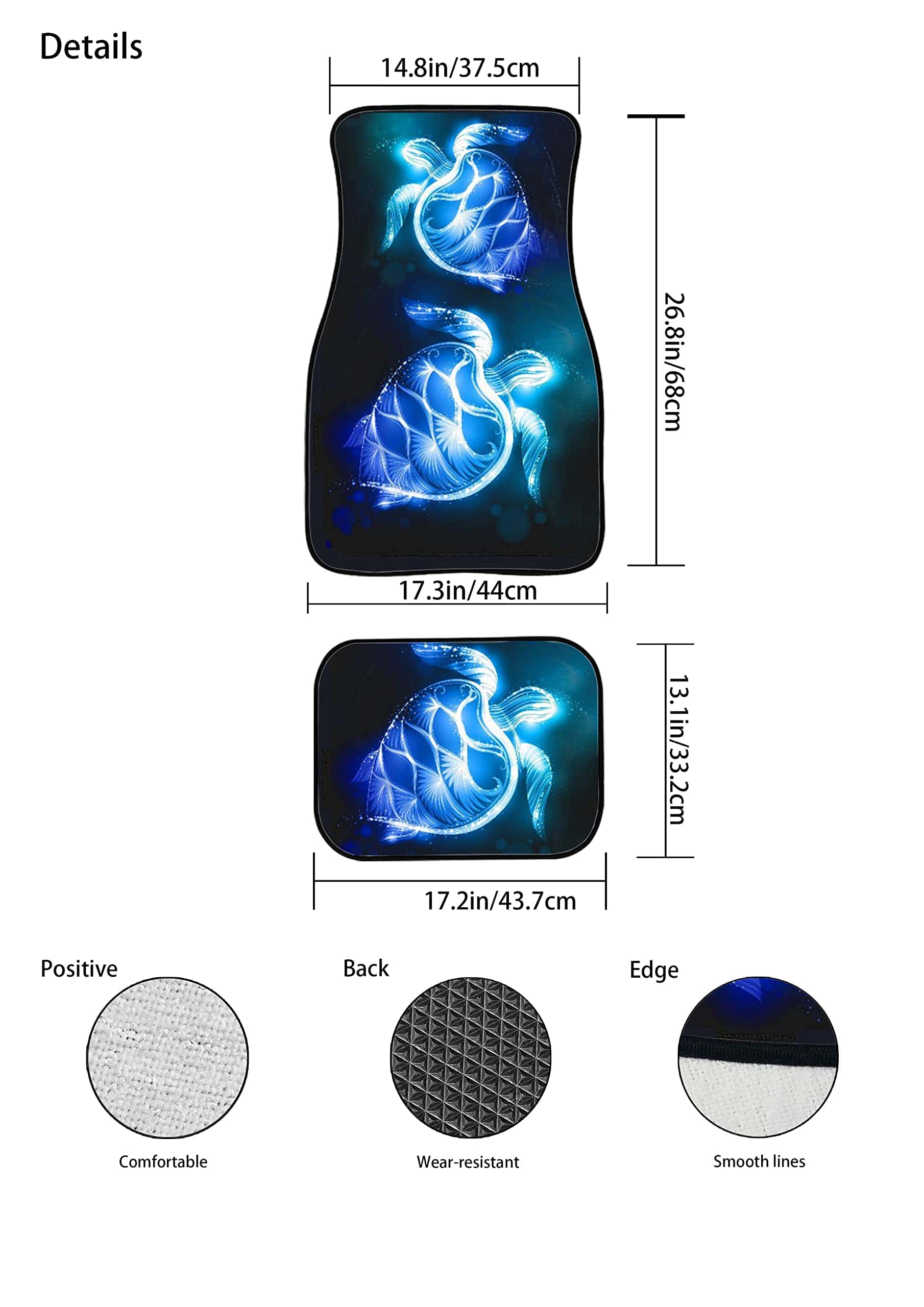 Tapetes para automóviles Tupalatus con diseño de tortuga - Imagen 7