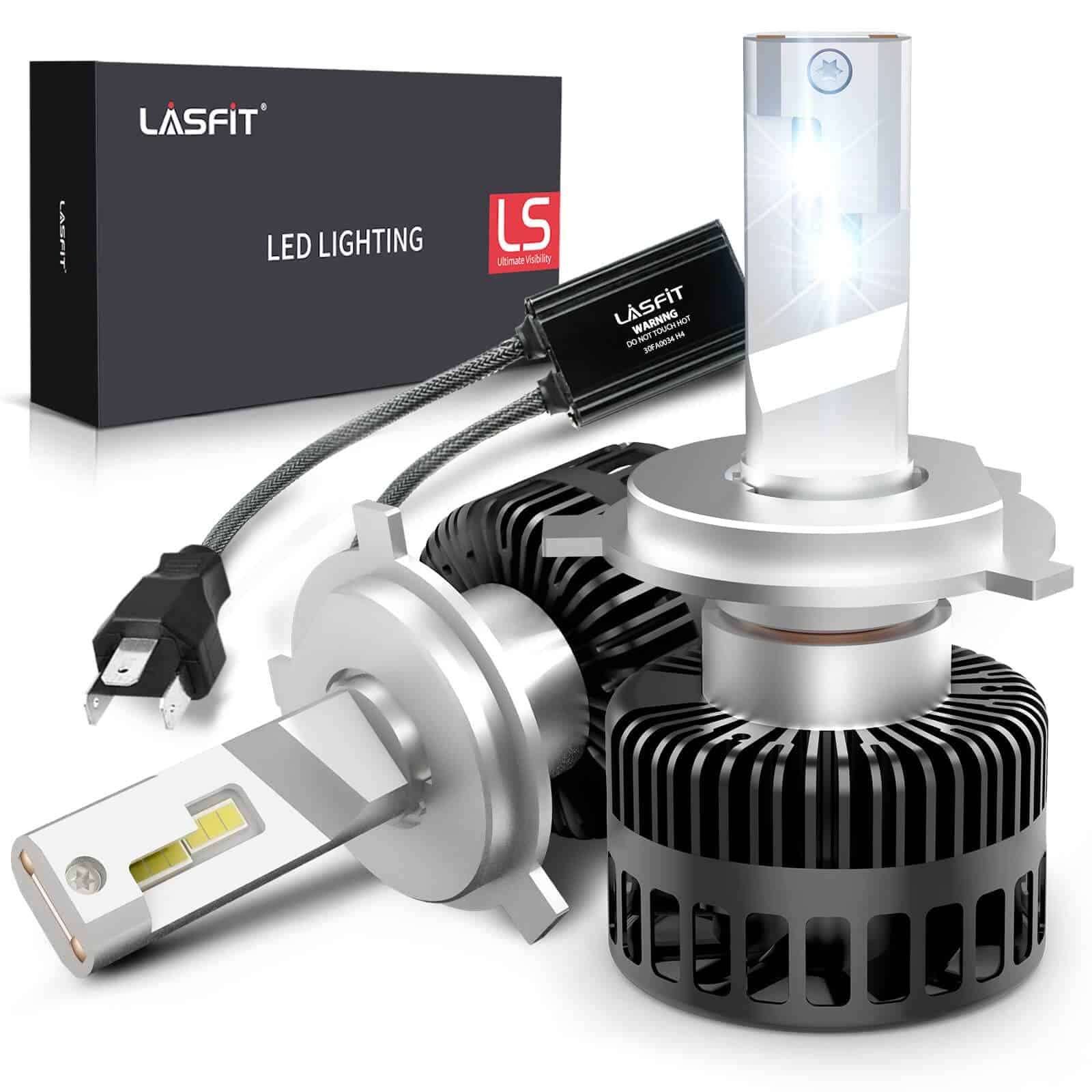 Bombilla LED LASFIT 9003 H4, 9000LM 6000K Blanco Brillante,