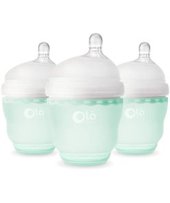 Juego de 3 biberones de silicona suave Olababy, anti