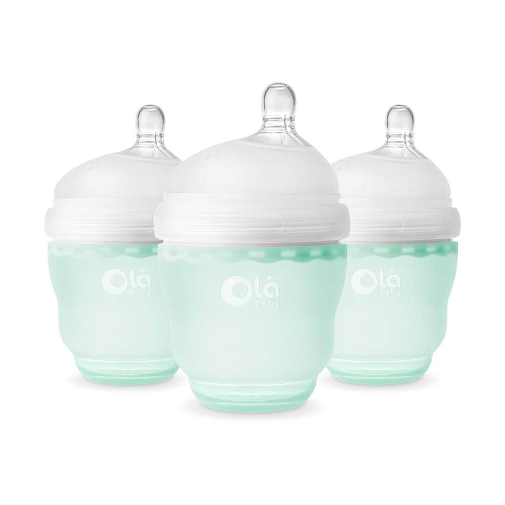 Juego de 3 biberones de silicona suave Olababy, anti
