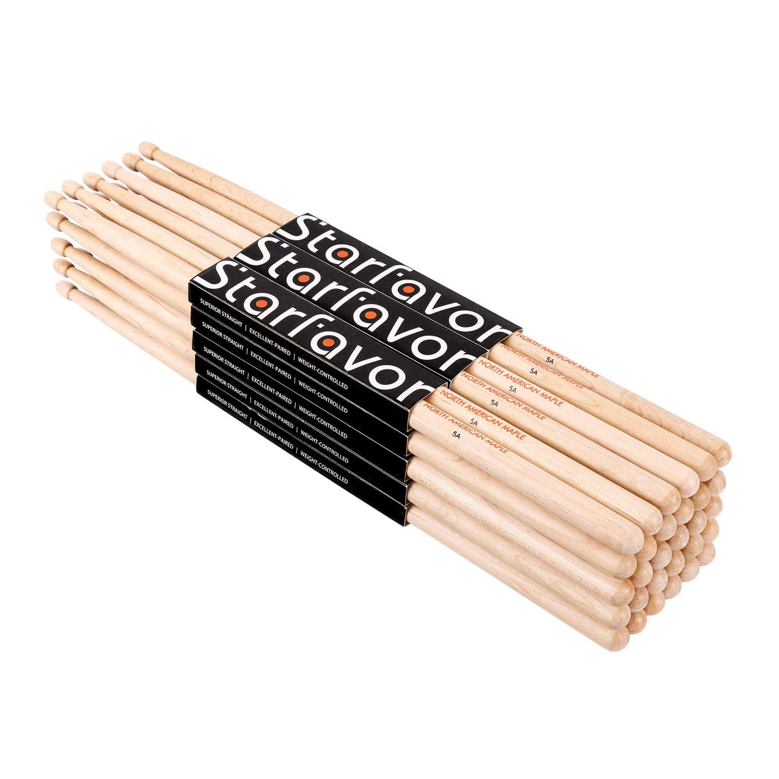 Starfavor 15 Pares de Baquetas 5A de Madera de Arce Clásico
