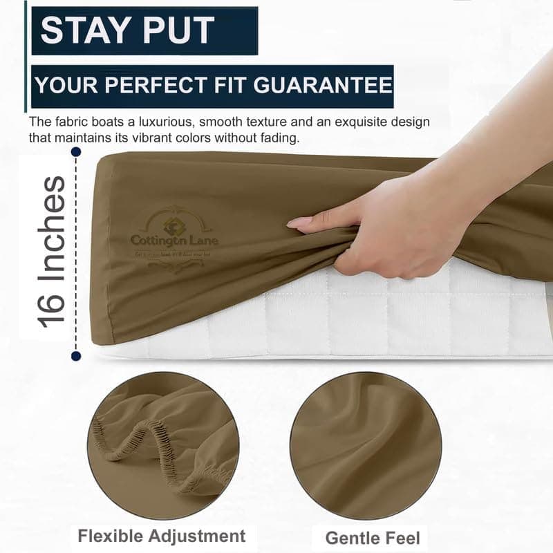 Juego de Sábanas Divididas de 5 Piezas para Camas -Taupe Sól - Imagen 9