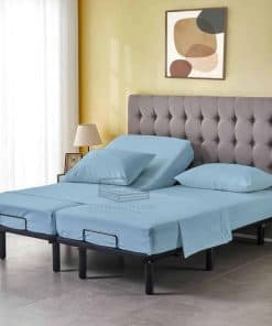 Juego de sábanas de 5 piezas Split -Azul Claro Sólido