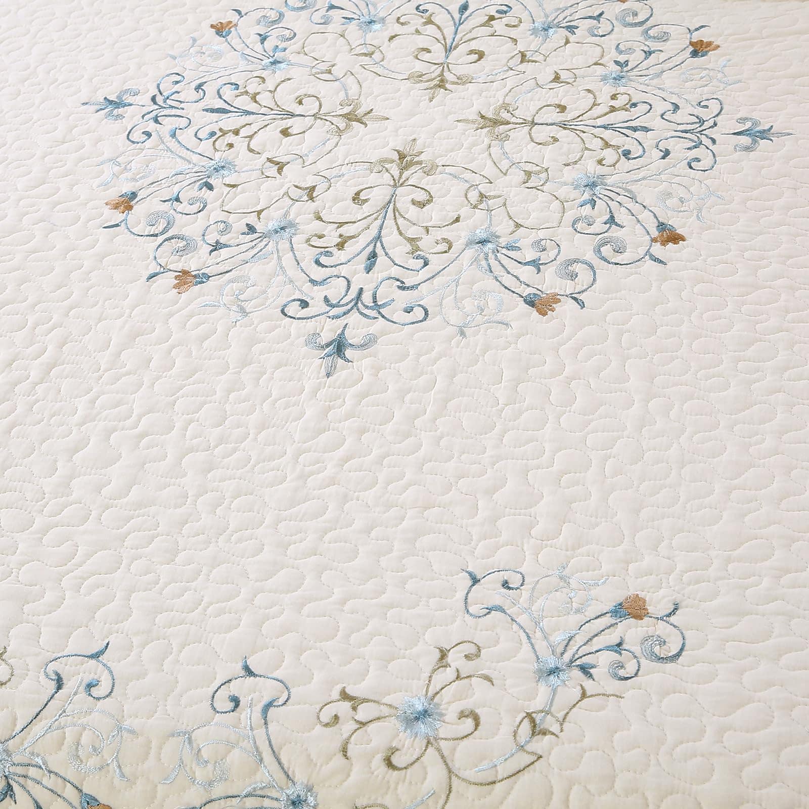 Juego de Colcha Acolchada Boho Floral Bordada 3 Piezas - Imagen 7