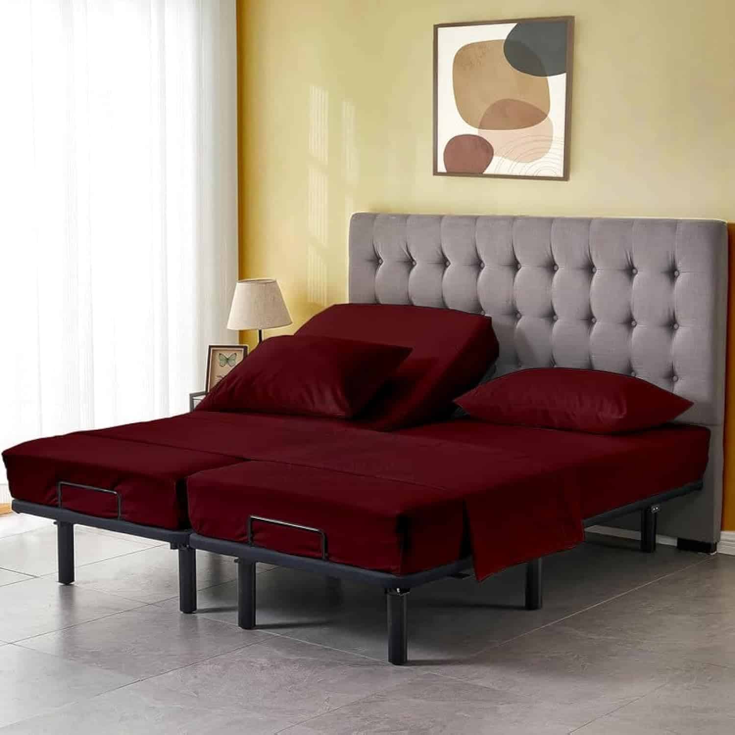 Juego de sábanas divididas de 5 piezas para camas -Sólido Bo