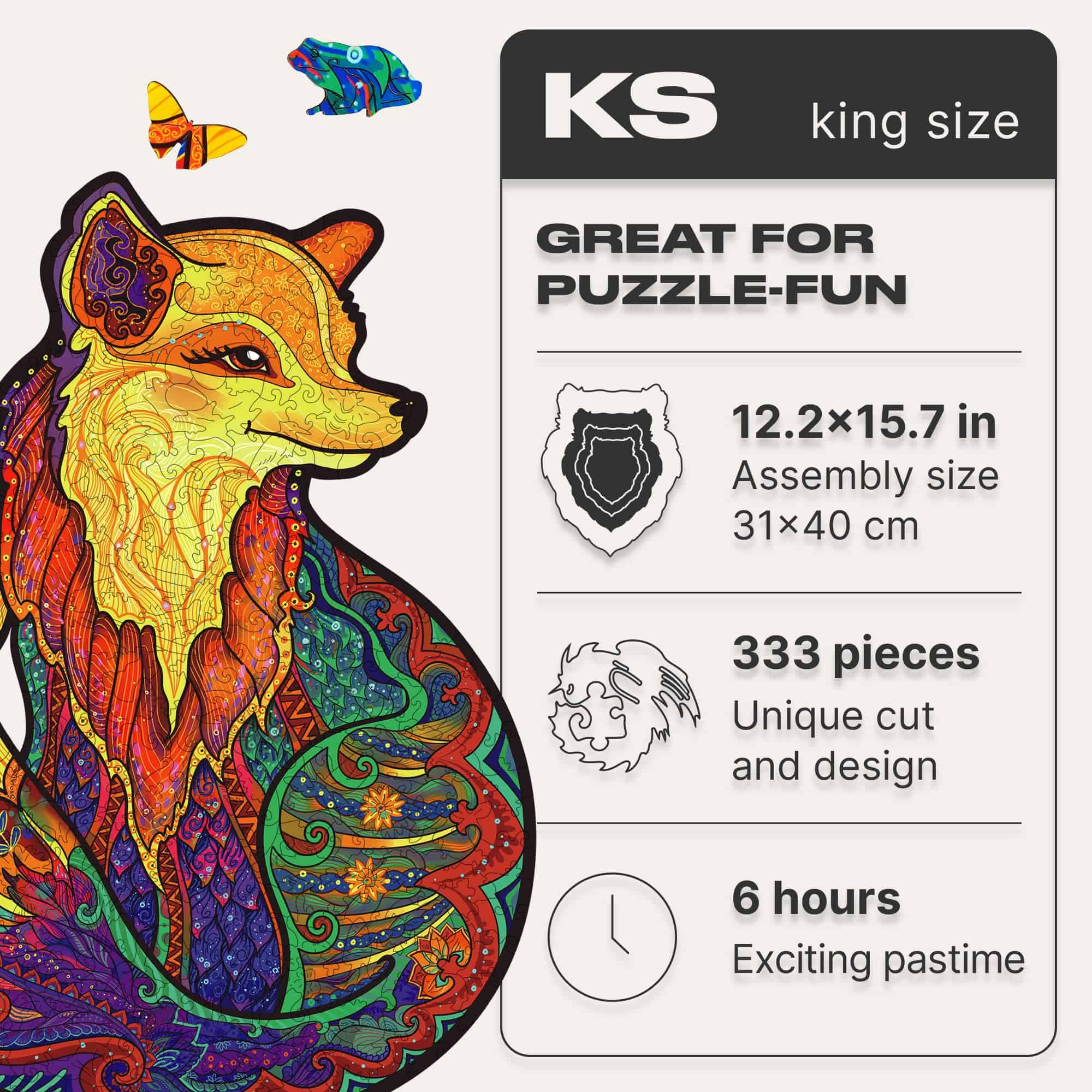 Rompecabezas de madera original UNIDRAGON - Zorro - Imagen 3