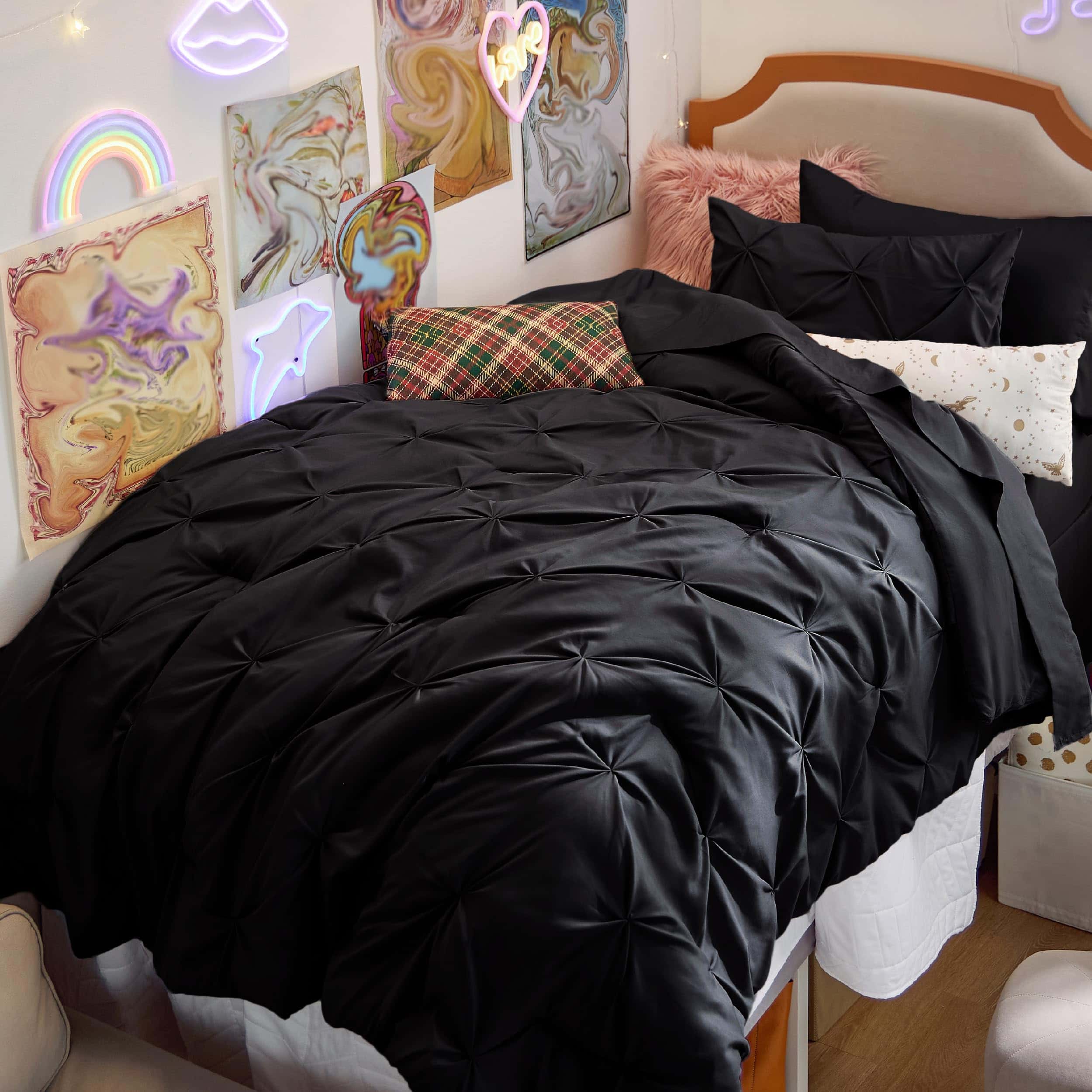 Set de Edredón Twin Bedsure Negro - Juego de Cama Twin