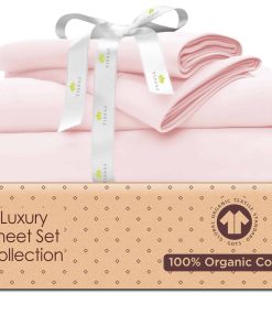 Juego de sábanas de algodón orgánico Tissaj Twin XL - Rosa