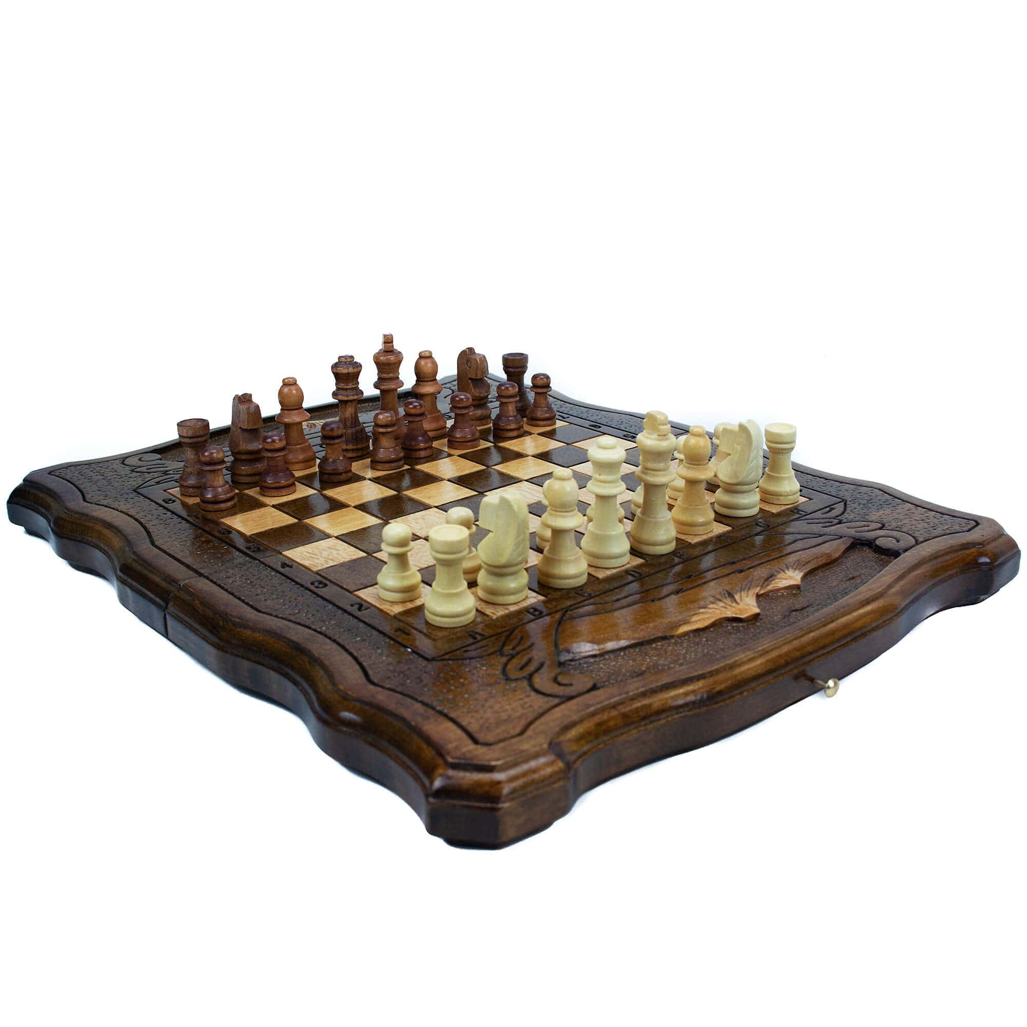 Juego de ajedrez de madera de nogal de 3 en 1 de 11.8 - Imagen 5