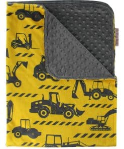 Cobija para Bebé - Tractores Grises sobre Amarillo con