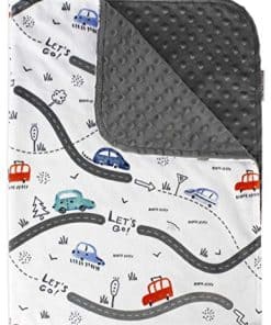 Manta para bebé - Viaje por carretera con lunares gris de