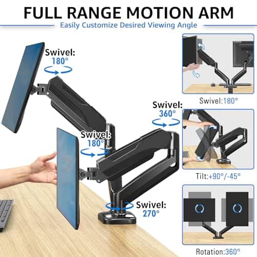 Soporte de Monitor Dual MOUNTUP para Escritorio, Montaje - Imagen 4