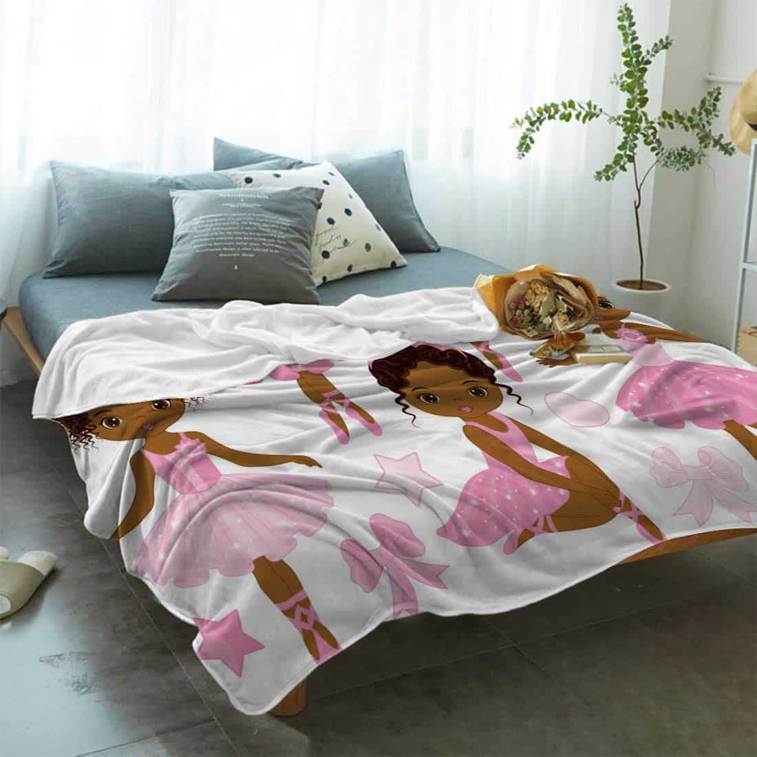 Manta de Microfibra Rosas Jardín Niña Bailarina Gimnasta - Imagen 3