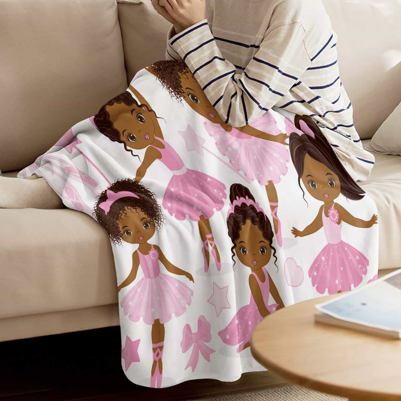 Manta de Microfibra Rosas Jardín Niña Bailarina Gimnasta - Imagen 4