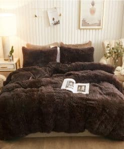 XeGe Juego de Funda Nórdica de Felpa -Café