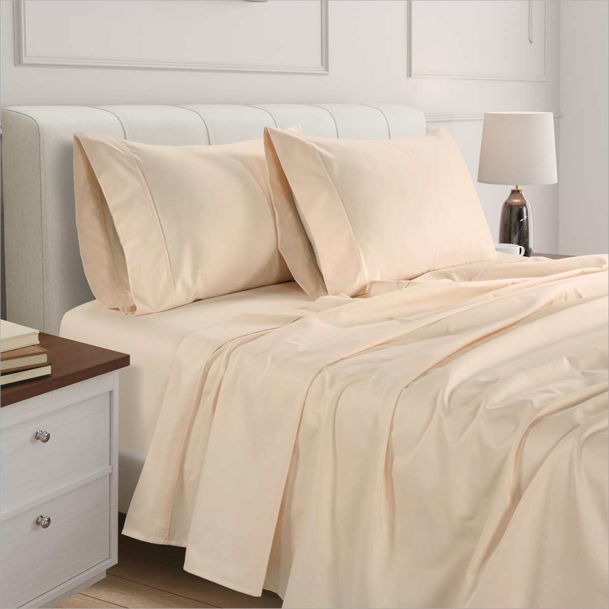 Sábanas de algodón egipcio de fibra larga para cama queen - Imagen 5