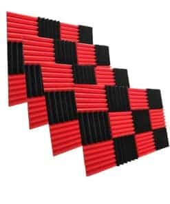 Paquete de 48 Paneles de Espuma Acústica Negra y Roja