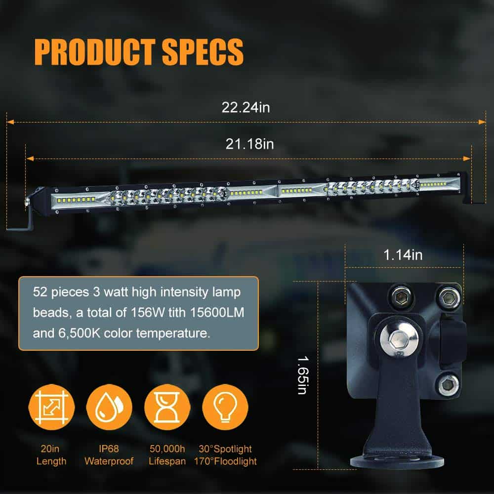 Barra de luz LED Sanman 20 pulgadas 126W Ultra Slim para - Imagen 3