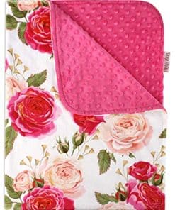 Manta de bebé Top Tots - Rosa Caliente con Rosas Blancas
