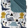 Manta para bebé - Jungla de Dinosaurios con Minky Azul
